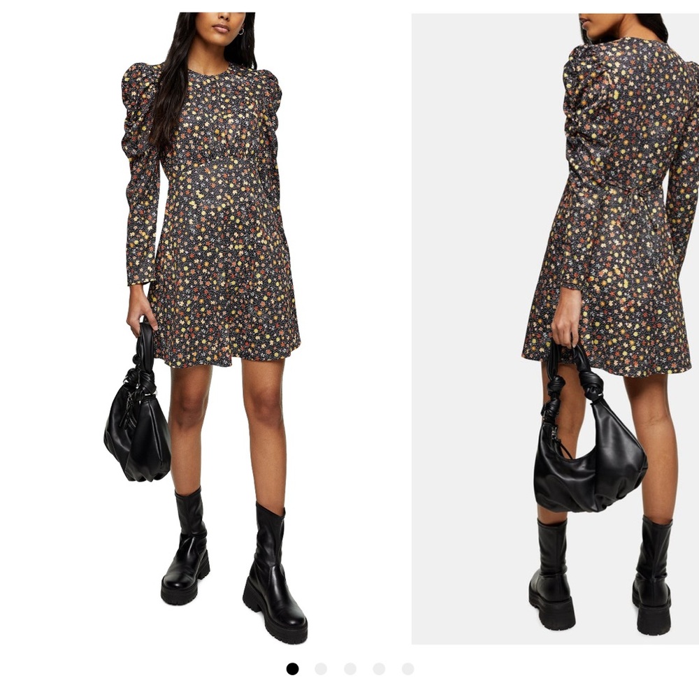 TopShop Ruched jersey long sleeve mini dress